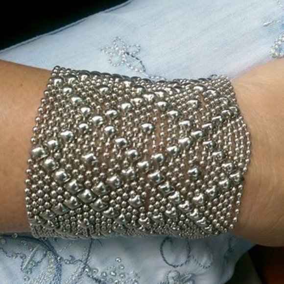 SG Liquid Metal Bracelet Silver Wide Mesh Cuff Sergio Gutierrez B26 / ALL SIZES - Picture 1 of 5